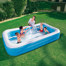 Sininen suorakulmainen perheallas 305x183x56 cm PVC-materiaalia