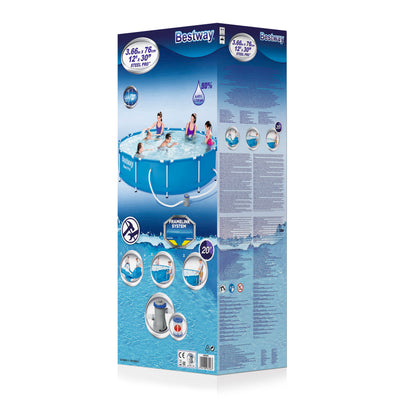 Bestway 56681 Steel Pro -uima-allassetti, halkaisija 3,66 metriä ja korkeus 76 cm.