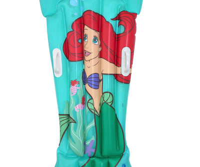 Bestway 9101F Little Mermaid -rantapatja, kuvassa vaaleanpunainen patja merenneidon kuvalla, koko 158cm x 81cm.