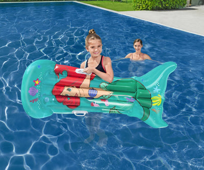 Bestway 9101F Little Mermaid -uima-alusta, jossa on pientä syreeniä esittävä kuva. Mitat 158cm x 81cm.