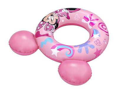 Bestway 9102N Disney Junior Minnie -uimarenkaassa on Minni Hiiri -teemainen design. Uimarenkaan koko on 74cm x 76cm.