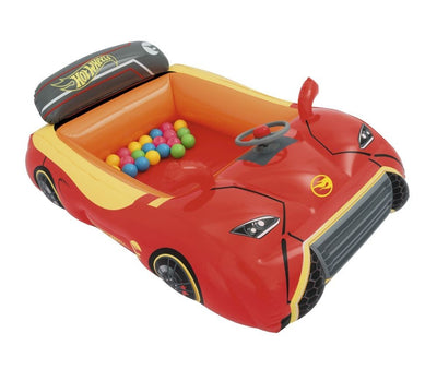 Bestway Hot Wheels -palloallas, mitat 53 x 39 x 17 cm, punainen, sininen ja keltainen väri.