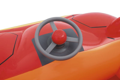 Bestway Hot Wheels -palloallas, mitat 53 x 39 x 171 cm, punainen, sininen ja keltainen väri.