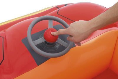 Bestwayn Hot Wheels -palloallas, mitat 53 x 39 x 171,35 cm, punaisella ja sinisellä Hot Wheels -teemalla.