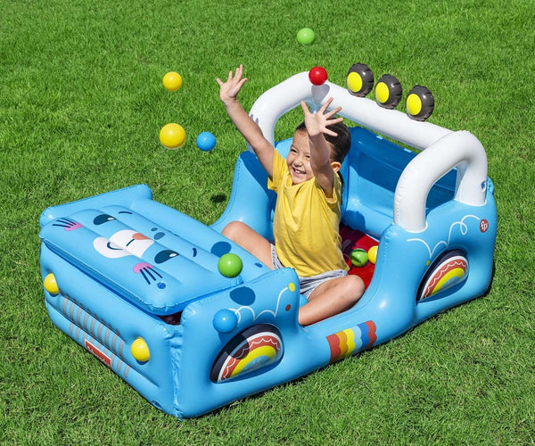 Bestway - Fisher-Price puhallettava auto palloilla 1.17m x 76cm x 61cm