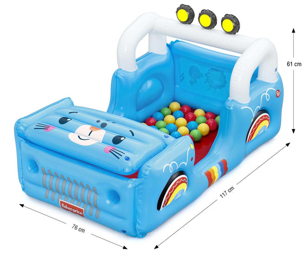 Bestway - Fisher-Price puhallettava auto palloilla 1.17m x 76cm x 61cm