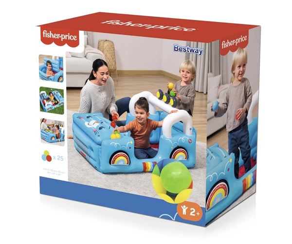 Bestway - Fisher-Price puhallettava auto palloilla 1.17m x 76cm x 61cm