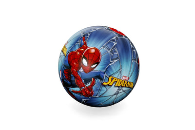 Bestway 98002 Spider-Man -pilkkapallo, halkaisija 51 cm. Punainen pilkkakuvioinen rantapallo, jossa Spider-Man -hahmo keskellä.