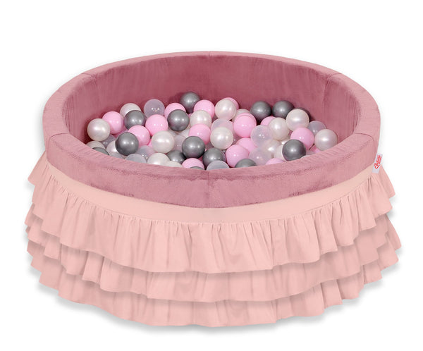 Bobono - Pallomeri röyhelöillä ja 200 pallolla - pastellinvaaleanpunainen