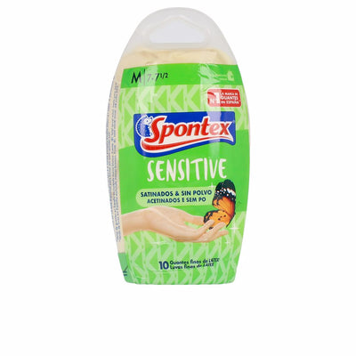 Latex sensitive samettiset jauheettomat käsineet koko m, 10 kpl - SPONTEX