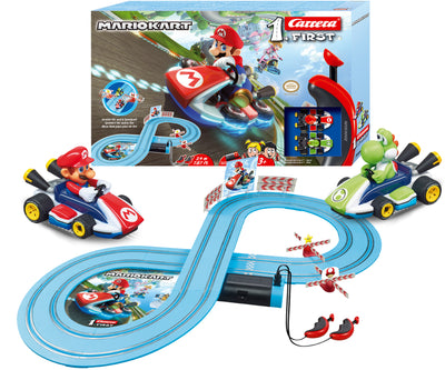 Carrera First -autorata, Nintendo Mario Kart -teemalla. Radoilla ajavat Mario ja Yoshi -hahmot. Suositeltu ikä: 24 kuukautta ja sitä vanhemmat.