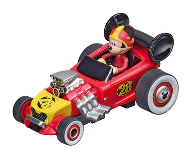 Carrera First - Mickey on Tour -autorata, jossa Mickey Mouse -hahmoja.