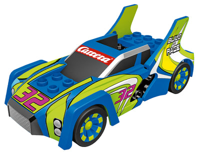 Carrera GO! 20062530 Build'n Race -rata-autojen kilpailusetti, jossa 49 metriä rataa, kaksi autoa ja radanrakennusosia.