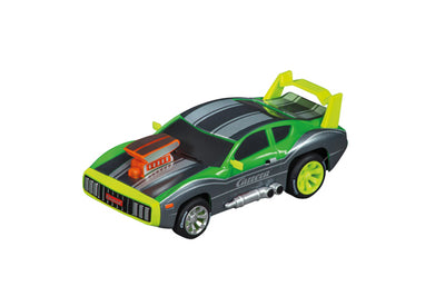 Carrera Go -autorata, jossa kaksi kilpa-autoa kilpailee radalla.