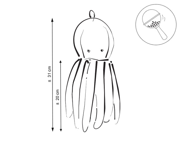 Bobono - Pehmeä mustekala helistimellä valkoinen pilkullinen Minky