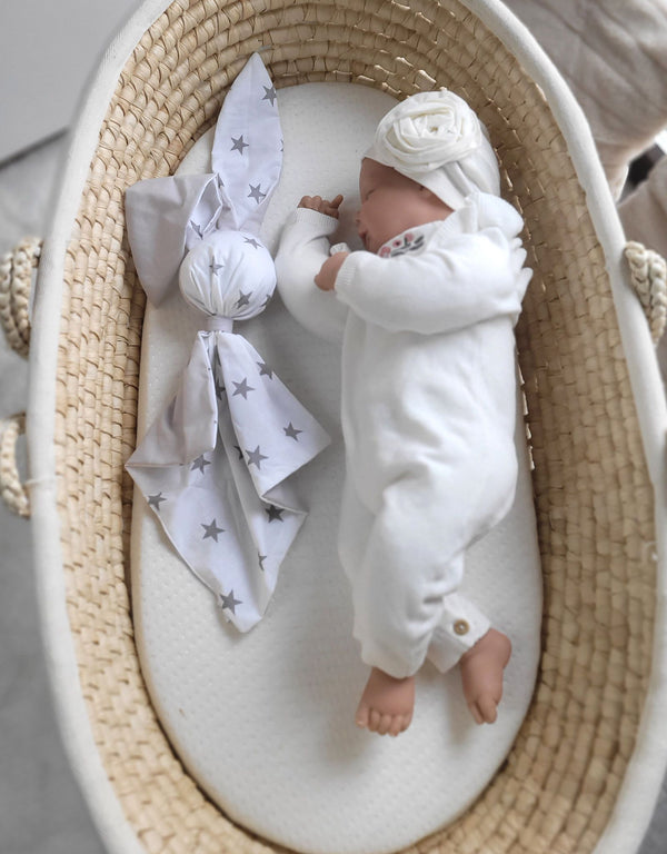 My Sweet Baby - Doudou pehmeä pupu-uniriepu puuvillaa - harmaat tähdet/harmaa