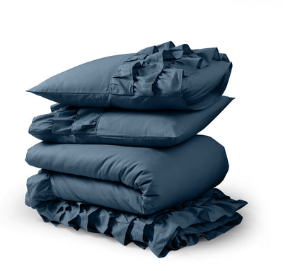 Blauw puuvilla pussilakanasetti Cyprus