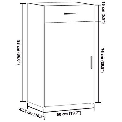 Betoninharmaa senkki Arsin 50x42,5x93cm (puinen)