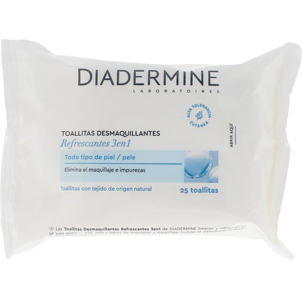 Diadermine Make-up remover wipes normaalille ja sekaiholle 25 kpl | Vuodevaatteet.fi