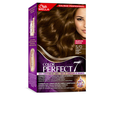 Wella color perfect 7 100% harmaan peittävyys #5/0 - vaaleanruskea - WELLA COLOR PERFECT 7