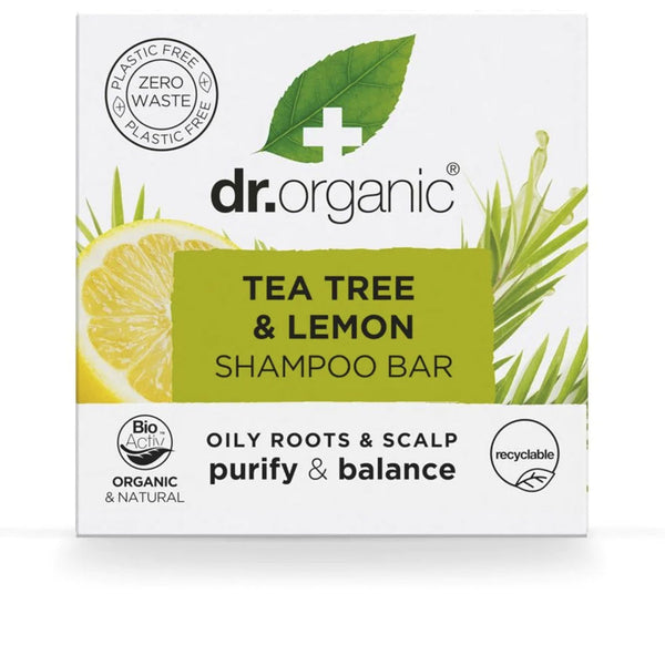 Dr. Organic Tea tree and lemon kiinteä shampoo 75 gr | Vuodevaatteet.fi