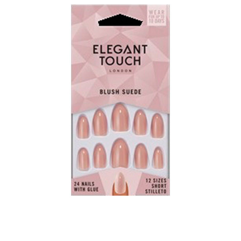 Elegant Touch Core colour kynnet liimalla, lyhyt stiletto #blush suede, 24 kpl | Vuodevaatteet.fi