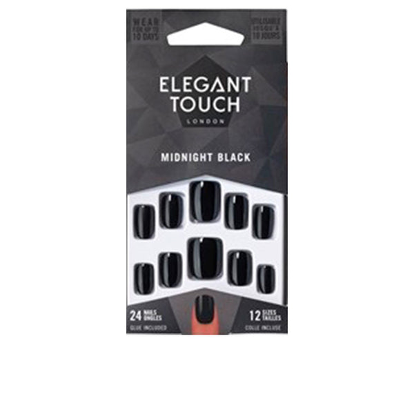 Elegant Touch Core colour kynnet liimalla, squoval #midnight black, 24 kpl | Vuodevaatteet.fi