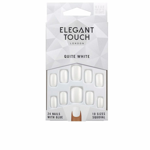Elegant Touch Polished colour kynnet liimalla, squoval #quite white. | Vuodevaatteet.fi
