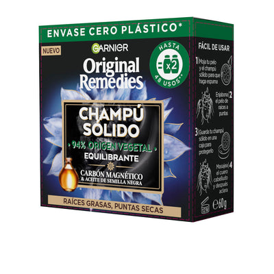 Original remedies magneettinen aktiivihiili tasapainottava kiinteä shampoopala 60 gr - GARNIER