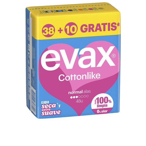 Evax Cottonlike Normal Pads Wings 48 U | Vuodevaatteet.fi