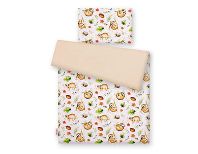 Pussilakanasetti Vauvalle - 120X90cm - Sloths Beige/Beige