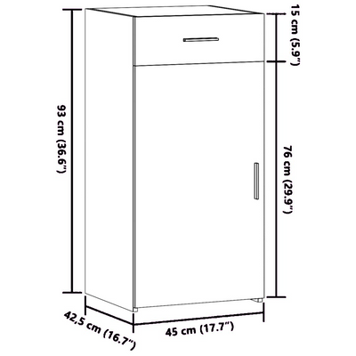 Betoninharmaa senkki Ertogan 45x42,5x93cm (puinen)
