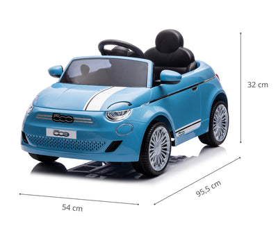 Fiat 500E Sininen Lasten sähköauto - Vuodevaatteet.fi