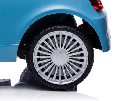 Fiat 500E Sininen Lasten sähköauto - Vuodevaatteet.fi