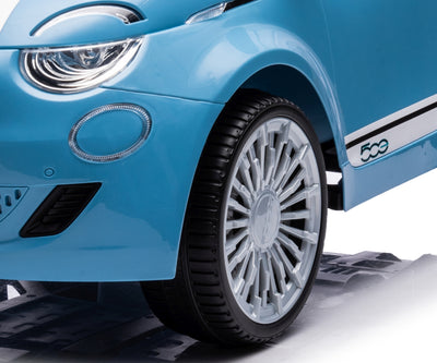 Fiat 500E Sininen Lasten sähköauto - Vuodevaatteet.fi