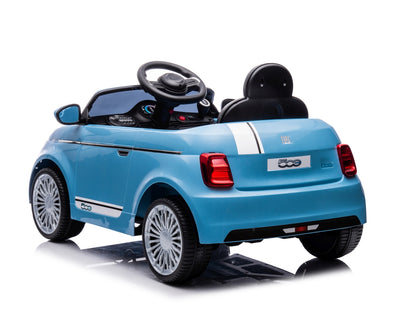 Fiat 500E Sininen Lasten sähköauto - Vuodevaatteet.fi