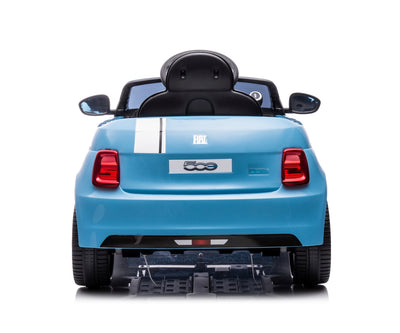 Fiat 500E Sininen Lasten sähköauto - Vuodevaatteet.fi