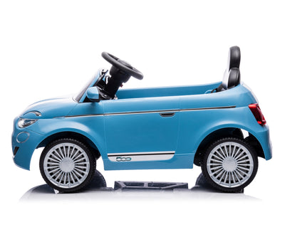 Fiat 500E Sininen Lasten sähköauto - Vuodevaatteet.fi