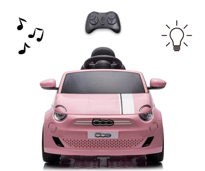Fiat 500E Vaaleanpunainen Lasten sähköauto - Vuodevaatteet.fi