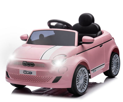 Fiat 500E Vaaleanpunainen Lasten sähköauto - Vuodevaatteet.fi