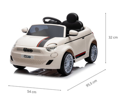 Fiat 500E Valkoinen Lasten sähköauto - Vuodevaatteet.fi