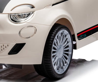 Fiat 500E Valkoinen Lasten sähköauto - Vuodevaatteet.fi