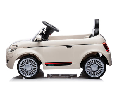 Fiat 500E Valkoinen Lasten sähköauto - Vuodevaatteet.fi