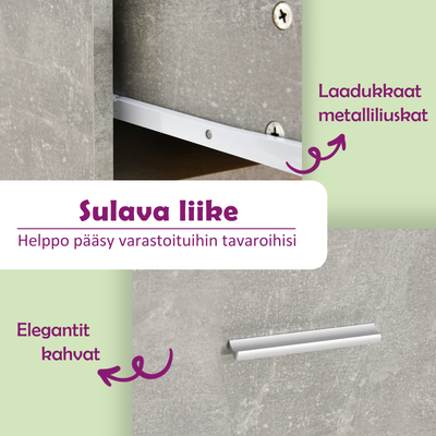 Betoninharmaa peilipöytä led-valoilla Gioni 86,5x35x136cm