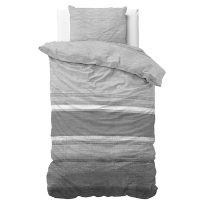 Harmaa flanelli pussilakanasetti Flanel Stone Stripe