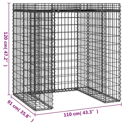 Gabion kivikoriseinä jäteastialle 110x91x120 cm sinkitty rauta