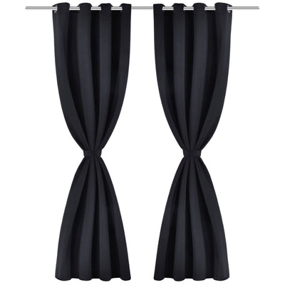 Mustat Pimennysverhot Metallirenkailla 2 kpl 135 x 245 cm