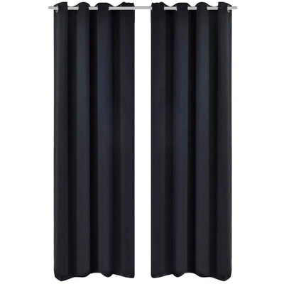 Mustat Pimennysverhot Metallirenkailla 2 kpl 135 x 245 cm