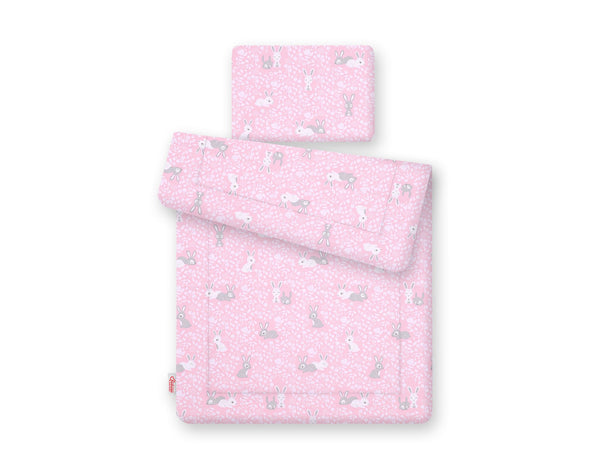 Newborn vuodevaatesetti 2-kpl 75x100cm - pink rabbits