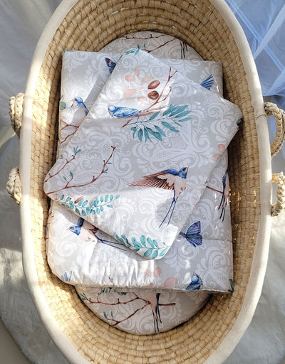 Vaauvan Peitto Ja Tyyny - Newborn - 75X100cm - Blue Birds